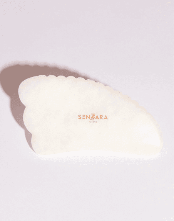 GUA SHA TOOTHED HORN-WHITE JADE — Sentara